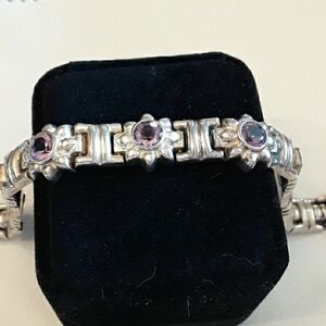 Vintage 925 bracelet with Amethyst and onyx